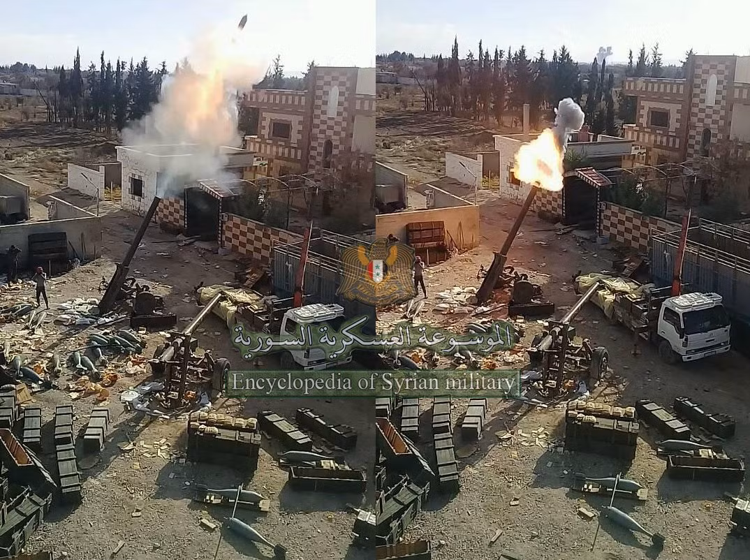 Với những hình ảnh mới nhất từ chiến trường Đông Ghouta, được các trang mạng quân sự Syria đăng tải gần đây co thấy, Quân đội Syria đã triển khai các đơn vị cối hạng nặng M-240 đến chiến trường trọng điểm này. Nguồn ảnh: Syriamilitary.