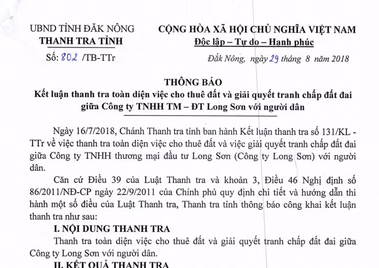 Vì sao công ty Long Sơn ở Đắk Nông bị kiến nghị khởi tố - Hình 2 Vi sao cong ty Long Son o Dak Nong bi kien nghi khoi to-Hinh-2
