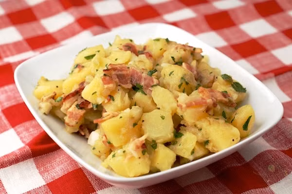 Salad khoai tây: Là một món ăn phổ biến của người Đức khi giới thiệu với bạn bè quốc tế, Salad khoai tây là sự kết hợp của khoai tây cùng các loại gia vị đặc trưng như: hạt tiêu, đường, hành và nhiều loại rau thơm, đôi khi có thêm thịt lợn muối, Rẻ, nhanh và tiện lợi, Salát khoai tây kiểu Đức luôn là món ăn rất được ưa thích ở Berlin.
