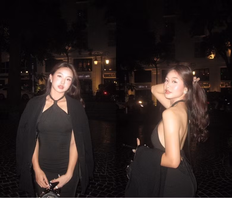 Huệ Anh sở hữu gương mặt tròn giống mẹ với cặp mắt bồ câu, chiếc mũi nhỏ nhắn cùng đôi môi gợi cảm.