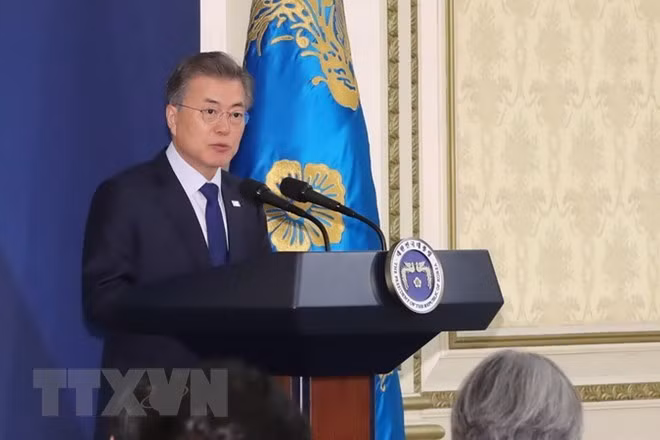 Tổng thống Hàn Quốc Moon Jae-in. (Nguồn: Yonhap/TTXVN) Tổng thống Hàn Quốc Moon Jae-in. (Nguồn: Yonhap/TTXVN)