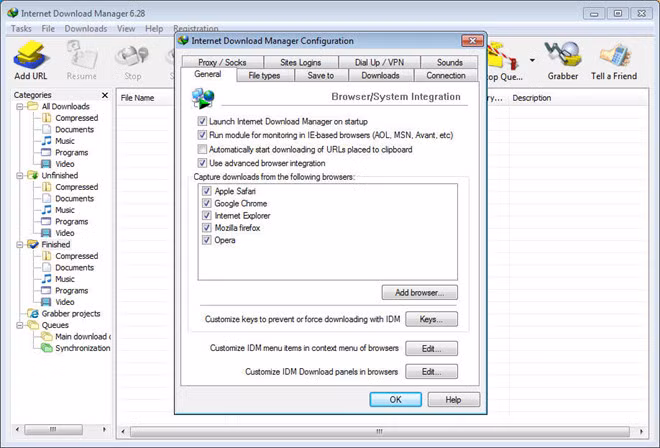 Internet Download Manager (IDM) (có phí): IDM giúp người dùng tăng tốc độ tải file gấp nhiều lần. Bên cạnh đó, IDM hỗ trợ nhận diện và tải video trên các trình duyệt phổ biến như Firefox, Chrome hay IE. Với thuật toán thông minh, IDM hỗ trợ khả năng phục hồi lỗi, tiếp tục tải lại nếu quá trình bị lỗi, gián đoạn do mất kết nối, tắt máy tính hay cúp điện đột xuất. Có một số phần mềm giúp tăng tốc tải về tương tự như Orbit Downloader, Internet Download Accelerator, Free Download Manager...