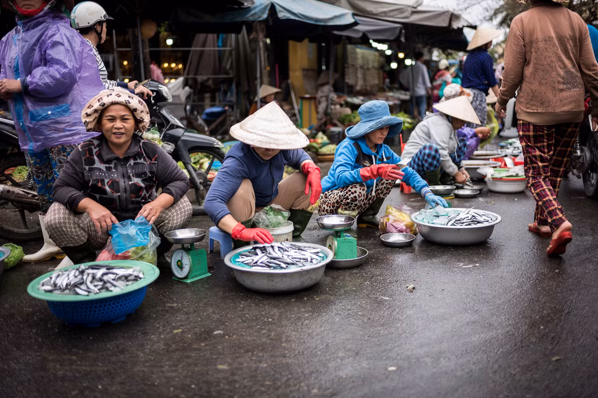 Những quầy bán cá tại một khu chợ ở Đà Nẵng. Ảnh: Artem Chernov.