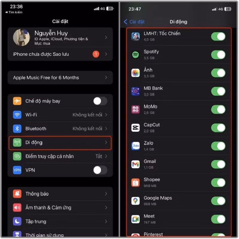 Mách bạn cách kiểm tra dung lượng 4G đã sử dụng trên iPhone - Hình 2 Mach ban cach kiem tra dung luong 4G da su dung tren iPhone-Hinh-2