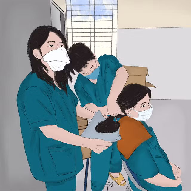 Để hoàn thành bộ tranh gây xúc động này Minh Anh đã vẽ trong gần 5 ngày.