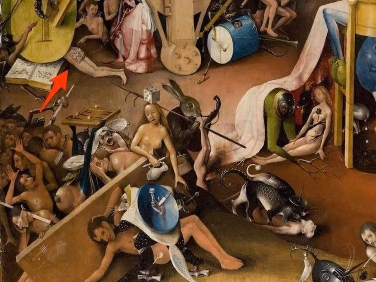 5. Bức tranh “Khu vườn lạc thú trần gian” của Hieronymus Bosch; là một tác phẩm nghệ thuật khổng lồ, kì bí ở một cảnh chơi nhạc nằm phía bên trái của bức tranh. (Nguồn: wikimedia.org)