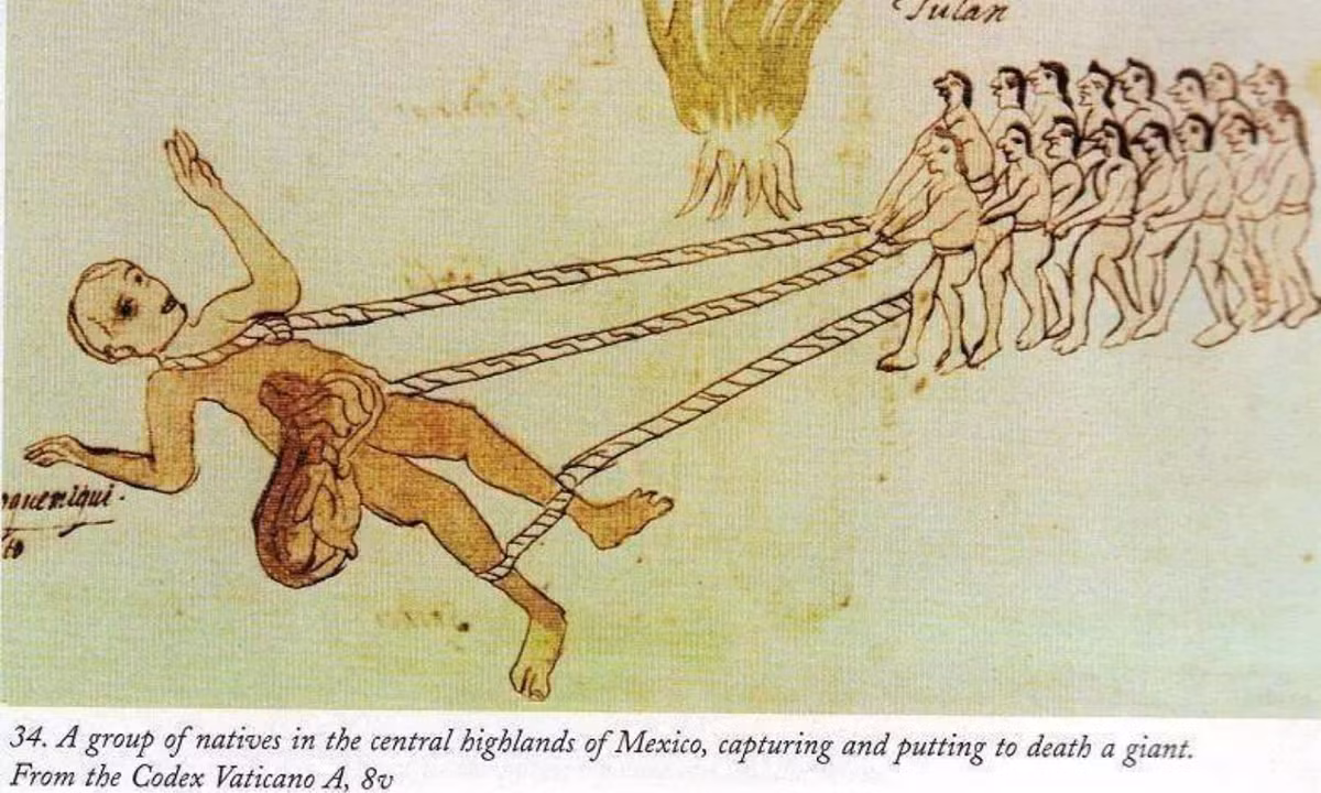 3. Người khổng lồ Quinametzin: trong thần thoại Aztec, những người khổng lồ Quinametzin đã cư ngụ trên thế giới vào chu kỳ “Mưa Mặt Trời”. Những sinh vật to lớn này được đề cập nhiều lần trong Codex Rios và bản thảo lâu đời nhất của Kinh Thánh Hy Lạp cổ ghi chép về cuộc sống của những người khổng lồ từng sống ở Trung Mỹ. (Nguồn: nhansinh.org)