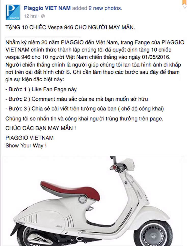 Tuy nhiên những ngày gần đây, những page giả mạo các hãng ôtô và xe máy tại Việt Nam đã được lập ra liên tục và đều "treo giải" là những mẫu xe giá trị cao để lừa những người dùng mạng xã hội với "máu tham".