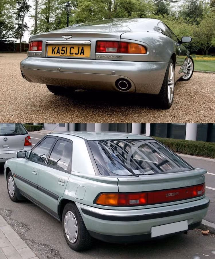 Aston Martin với chiếc coupe sang trọng DB7 cũng lấy đèn hậu của mẫu xe gia đình Mazda 323.
