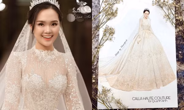 Xuất thân gia thế, lại kết hôn với Duy Mạnh – trung vệ đình đám của đội tuyển quốc gia, Quỳnh Anh có cơ hội hiện thực hóa giấc mơ cổ tích trong hôn lễ của chính mình. Ảnh: Saostar