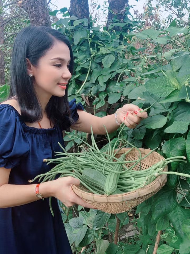 Khu vườn là nơi nữ diễn viên giải tỏa mọi áp lực cuộc sống, vui thú điền viên.