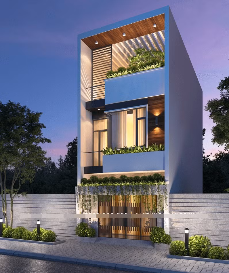 Nhà ống 3 tầng kết hợp với không gian tươi mát, phù hợp với nhiều diện tích khác nhau. Ảnh: Hoangphu