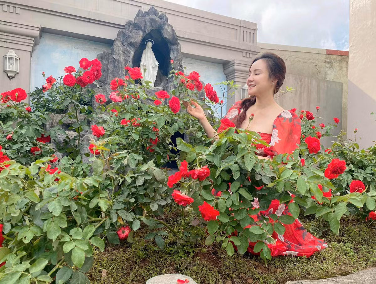Ngoài các phòng chức năng, biệt thự của Vy Oanh ở Hải Phòng còn có một vườn hồng rực rỡ.