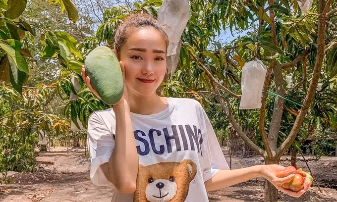 Với diện tích rộng, nữ ca sĩ trồng rau sạch và các loại cây ăn trái: bầu, bí, ngô, chanh Thái, nha đam, xoài, mận, dừa...Ảnh chụp màn hình