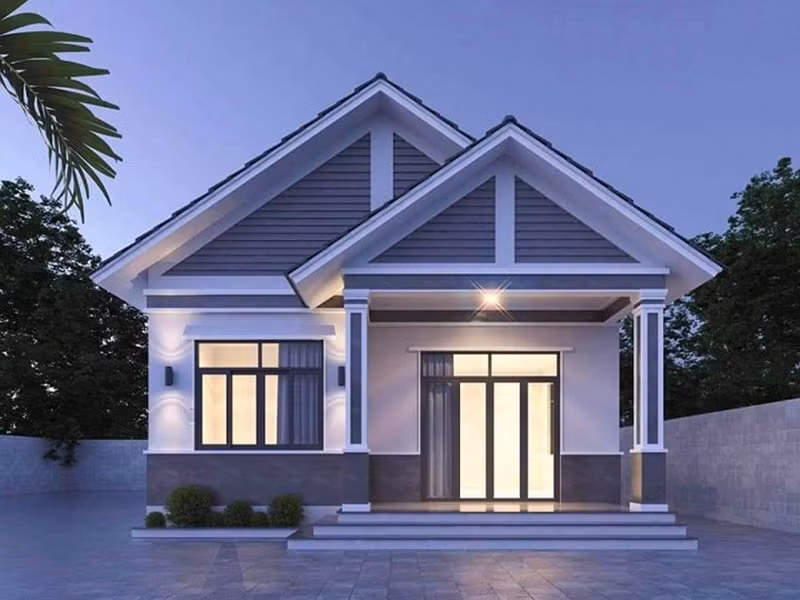  Nhà cấp 4 mái thái chữ A có diện tích 100m2, chi phí dao động khoảng 500 triệu đồng là lựa chọn tuyệt vời nhất cho các gia đình trẻ. Hệ mái vươn cao sở hữu nhiều ưu điểm với điều kiện thời tiết tại Á Đông như chống nóng, thoát nước tốt...Ảnh: Noithatalpha
