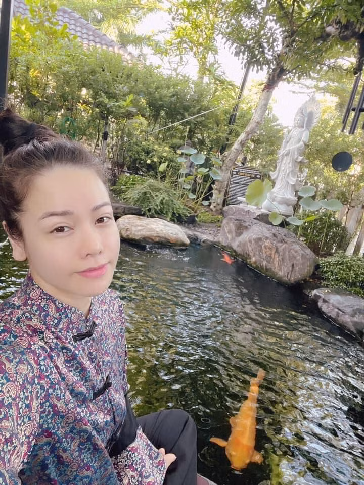 Ngoài ra, Nhật Kim Anh còn đầu tư hệ thống tảng đá lớn cùng với hệ sinh thái xanh bao bọc xung quanh hồ cá Koi.