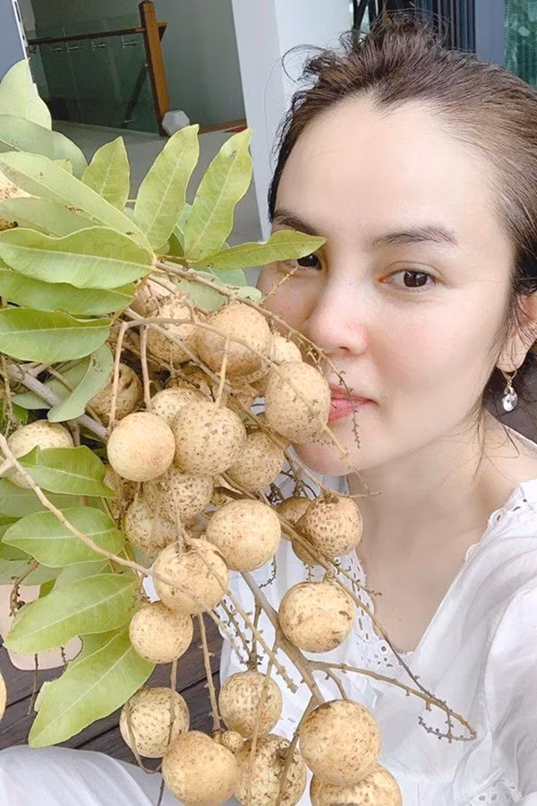 Vì thế, mỗi lúc thu hoạch quả, Phương Lê chỉ cần rửa qua nước muối là có thể an tâm để cả nhà sử dụng. Ảnh; FBNV