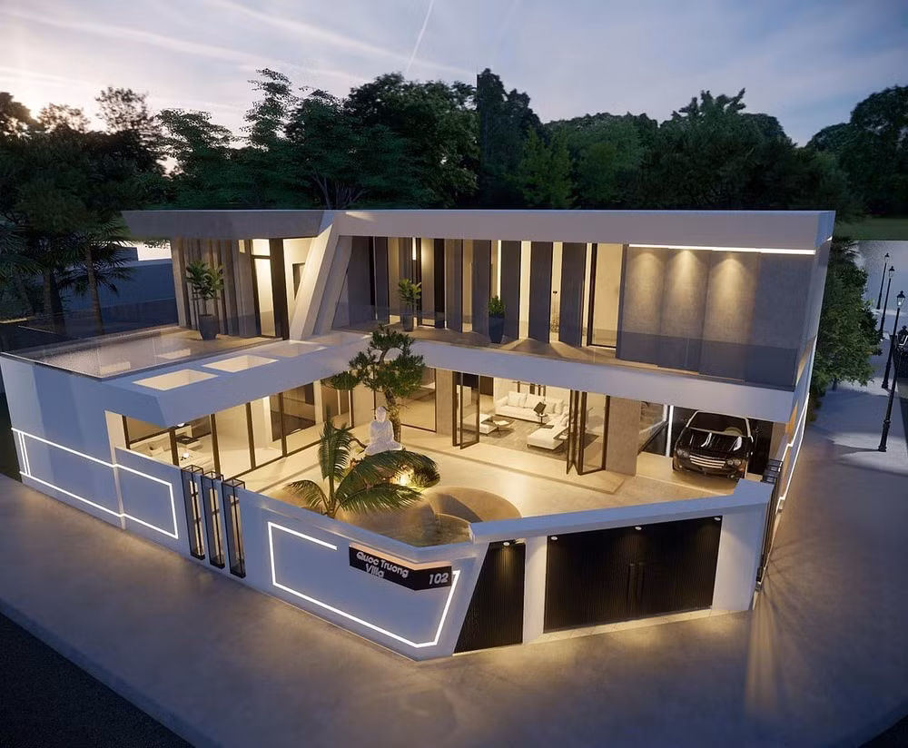 Căn biệt thự của Quốc Trường có diện tích lên tới gần 305m2.
