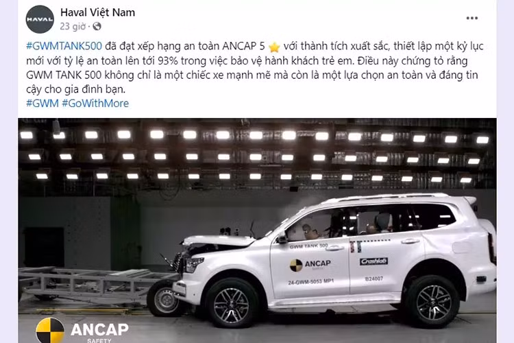 Thời gian gần đây, fanpage của Haval Việt Nam đăng tải nhiều hình ảnh, clip về mẫu xe Tank 500 và Haval Jolion. Bên cạnh đó cũng đã có động thái giới thiệu với người tiêu dùng trong nước về độ an toàn của mẫu Tank 500, dọn đường cho xe về Việt Nam trong thời gian tới. Tuy nhiên, thời gian cụ thể chưa được GWM Việt Nam ấn định.