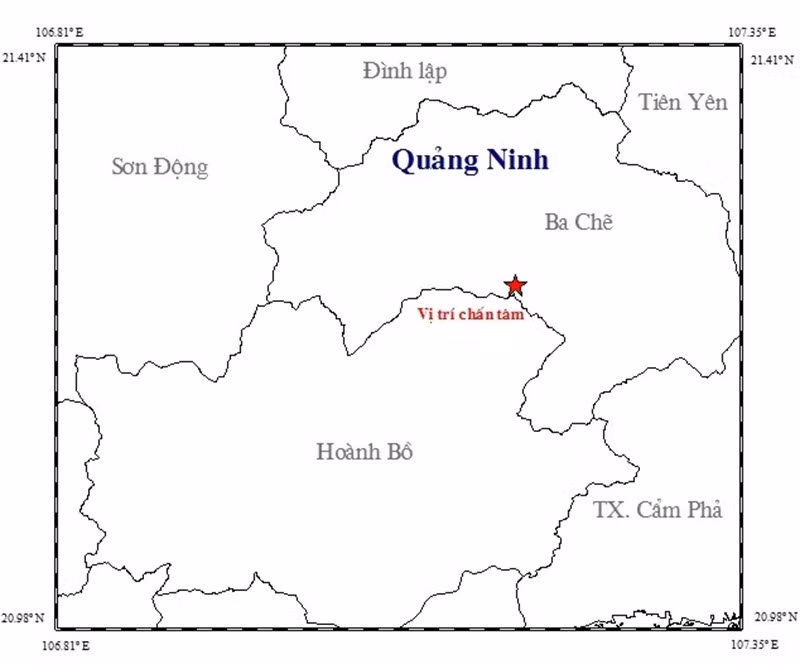Xa hơn nữa, vào ngày 18/8 một trận động đất mạnh 2,7 độ richter cũng xảy ra tại vị trí có tọa độ 21.240 vĩ độ Bắc,107.172 độ kinh Đông, độ sâu chấn tiêu khoảng 10 km, thuộc khu vực huyện Ba Chẽ, tỉnh Quảng Ninh.