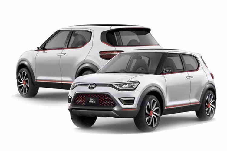 Về ngoại thất, thiết kế và phong cách tổng thể sẽ mang những nét cơ bản từ concept DN Trec. mẫu xe crossover Toyota Rise được trang bị đèn pha và đèn sương mù công nghệ LED, ốp dưới thân xe xung quanh và phần viền cửa kính đều có màu đen giúp xe trông cứng cáp hơn.