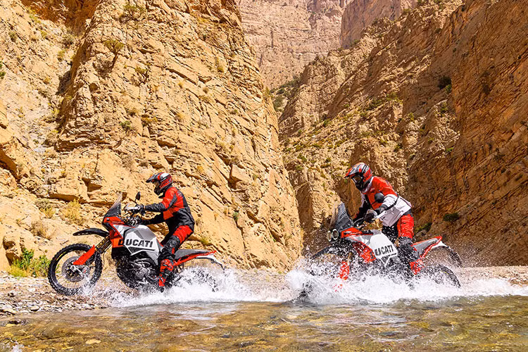 Cặp vành căm Excel trên DesertX Rally có kích thước bánh trước bằng phiên bản Tiêu chuẩn là 21”x2.15”, trong khi bánh sau có bề rộng hẹp hơn - chỉ 18”x4”. Bộ vành, chảng ba và gác chân của DesertX Rally làm bằng nhôm giúp tối ưu trọng lượng. Do đó, trọng lượng xe chỉ tăng gần 1kg so với phiên bản Tiêu chuẩn.