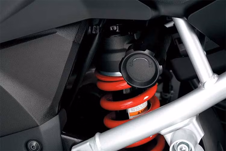 Là một chiếc xe được thiết kế chủ yếu hướng tới thị trường châu Âu nên đương nhiên V-Strom cũng sở hữu hệ thống phanh ABS cho cả 2 bánh. Giống như phía trước, phuộc sau monoshock của V-Strom cũng được sản xuất bởi KYB và có hành trình 16 cm. Bánh sau chỉ có đường kính 17 inch, nhưng sử dụng lốp to hơn 150/70/17.