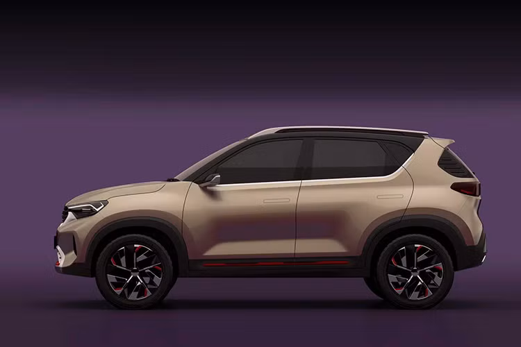 Qua hình ảnh này, có thể thấy Kia Sonet 2021 mới phiên bản thương mại khá trung thành với thiết kế của xe concept. Trên đầu xe của Kia Sonet 2020 cũng có lưới tản nhiệt "mũi hổ" hầm hố và cản trước dày dặn như phiên bản concept.
