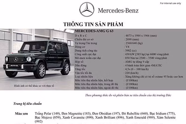 Với dung tích nhỏ, động cơ này vốn đã có mức tiêu thụ nhiên liệu thấp hơn so với máy 5.5l V8 tăng áp kép cũ, tuy nhiên Mercedes-AMG còn có thể khiến chiếc xe “ăn” ít xăng hơn nhờ vào hệ thống ngắt xi-lanh mới. Khi không cần tới công suất lớn, động cơ V8 của G63 mới có thể ngắt bớt 2, 3 hoặc 5 xi-lanh. Mercedes cho biết G63 AMG có khả năng tăng tốc từ 0 -100km/h chỉ 4,5 giây trước khi đạt vận tốc tối đa 220km/h.