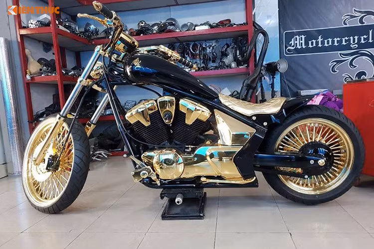 Khối động cơ V-Twin nguyên bản của xe được giữ nguyên, nhiều chi tiết của xe cũng được độ lại bằng đồ chơi hàng hiệu... nhưng mạ vàng đắt giá. Ngoài các chi tiết được mạ vàng, vẫn có những chi tiết không thể hoàn thành hết được và sơn tĩnh điện màu đen.