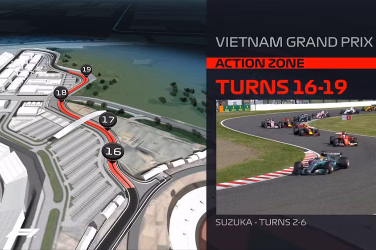 Theo những thông tin từ Formula1, góc cua 1 và 2 tại đường đua sẽ được thiết kế tương tự như góc cua mở tại đường đua Nurburgring của Đức. Trong khi đó, góc cua 12 đến 15 được thiết kế dựa trên cảm hứng từ đường đua Monaco. Góc cua 16 đến 19 khiến khán giả liên tưởng tới đường đua Suzuka (Nhật Bản), với những góc cua trái phải xen kẽ nhau liên tiếp… Thậm chí, những góc của cuối (từ 20 - 22) sẽ phảng phất dấu ấn của trường đua Sepang (Malaysia).