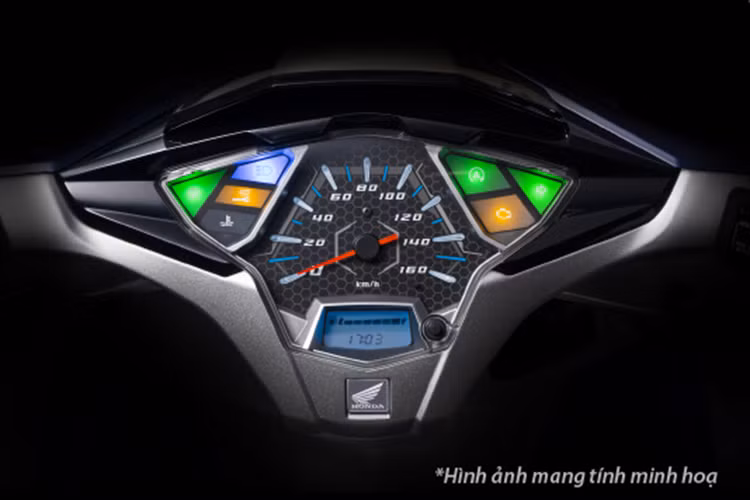 Mặt đồng hồ ở mẫu xe ga Honda Air Blade 2018 có thiết kế mới, vừa sang trọng lại vừa đậm chất thể thao. Nhờ các vạch số nổi 3D có khả năng phản xạ ánh sáng LED và màn hình LCD tích hợp mà các thông tin trên mặt đồng hồ rất dễ quan sát, kể cả trong đêm tối.