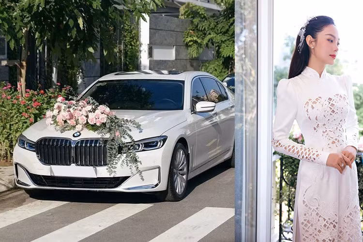 Dàn xe sang tham dự đám hỏi của Minh Hằng, BMW 730Li Pure Excellence làm xe rước dâu.