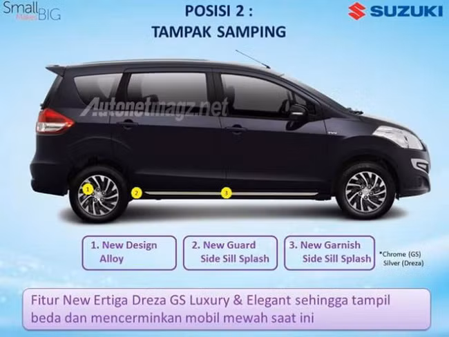 Bộ vành của xe sử dụng được thay mới với thiết kế đa chấu thể thao phối 2 màu đối lập. Đuôi xe có thêm cánh gió ở trên đình, viền gương được mà crôm và tên xe Dreza nổi bật.