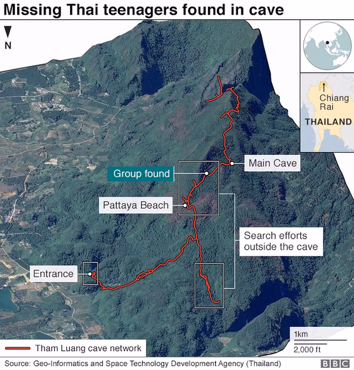 Hang Tham Luang ở tỉnh Chiang Rai trải dài dưới một sườn núi có độ dài gần 10 km.