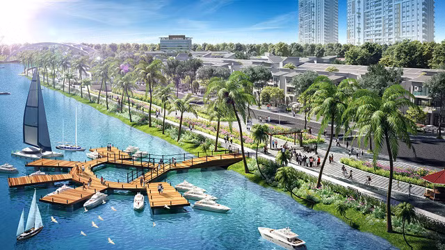 Phối cảnh bến du thuyền hiện đại tại Ngọc Dương Riverside.
