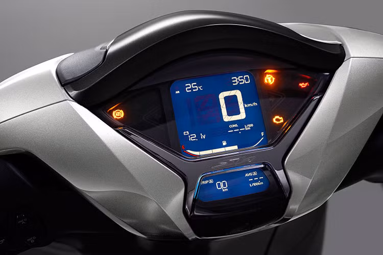 Cụm đồng hồ LCD mới hiển thị tất cả các thông số, đèn báo về hoạt động của cả hệ thống kiểm soát lực xoắn (HSTC) và hệ thống chống bó cứng phanh (ABS). Tốc độ được hiển thị nổi bật trên màn hình điện tử giúp người dùng dễ dàng nắm bắt được khi vận hành trên đường. Bên cạnh đó, điểm nhấn trên cụm đồng hồ còn đến từ chi tiết ốp kim loại mạ chrome hình chữ H, tạo sự đẳng cấp và độc đáo.