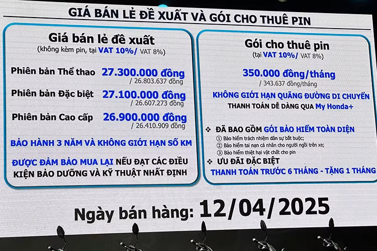 Xe có ba phiên bản màu sắc để người dùng lựa chọn: Thể thao (xám, xanh), Đặc biệt (đen xám, đỏ xám) và Cao cấp (trắng xám). Mức giá xe Honda ICON e: 2025 lần lượt là 26,9; 27,1 và 27,3 triệu đồng, đáp ứng thị hiếu đa dạng của giới trẻ thành thị.