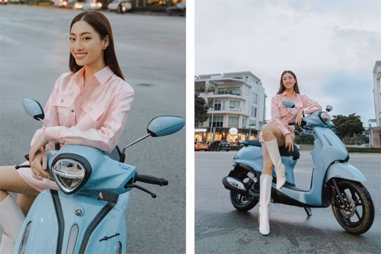 Hoa hau Luong Thuy Linh lua chon Yamaha Grande Hybrid du lich he