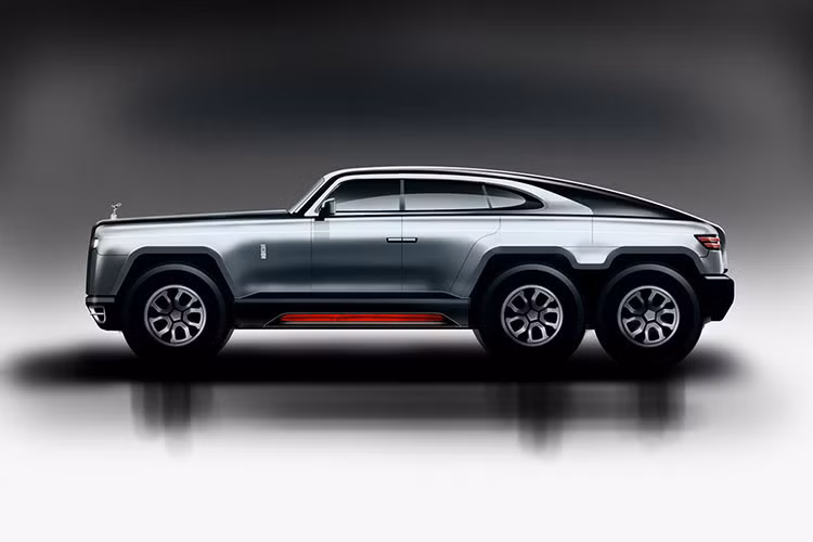 Mọi thứ khủng khiếp nhất chỉ đến từ việc nhìn bên hông xe, lúc này, chiếc xe siêu sang Rolls-Royce Phantom giờ đây đã có chiều cao khủng và được trang bị đến 6 bánh xe rất ấn tượng, ước tính la-zăng của xe phải từ kích thước 20 inch trở lên. Cửa tự sát vẫn được giữ lại nhưng để thuận tiện cho việc lên xuống xe, một bậc cửa mới đã được trang bị.