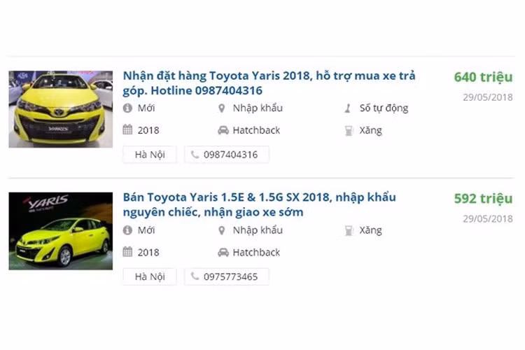 Tại thị trường Việt Nam, Toyota Yaris được nhập khẩu nguyên chiếc từ Thái Lan và được hưởng mức thuế nhập khẩu 0%. Hiện tại giá xe được các đại lý tại Hà Nội và TP HCM nhận đặt cọc, được biết mức giá tạm tính cho xe dao động từ 592 - 640 triệu đồng (tùy từng phiên bản).