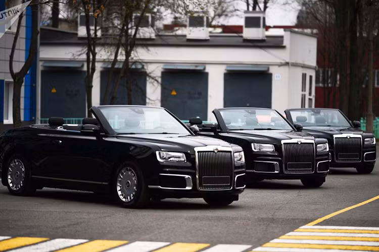 Chiếc xe mui trần bọc thép Aurus Senat được mệnh danh là "Rolls-Royce của Nga" đã chở Bộ trưởng Quốc phòng Nga Sergei Shoigu và Tư lệnh lục quân Nga Oleg Salyukov trong lễ duyệt binh. Đây là lần đầu tiên Limousine Aurus Senat Convertible được dùng trong lễ duyệt binh kỷ niệm chiến thắng phát xít của Nga.