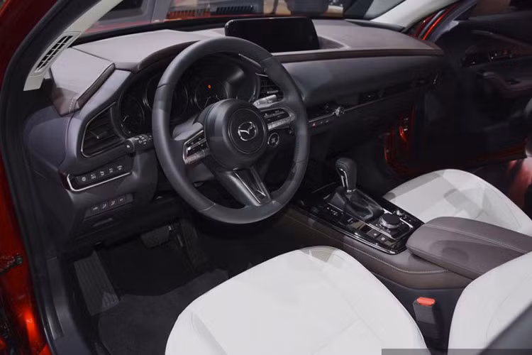 Bên trong Mazda CX-30, người lái được chào đón bằng hệ thống điều hòa chỉnh cơ, đèn LED nội thất, ghế lái chỉnh tay, ghế bọc nỉ, hệ thống thông tin giải trí Mazda Connect với tính năng ra lệnh bằng giọng nói, hỗ trợ Apple CarPlay/Android Auto, đi kèm màn hình màu 8,8 inch, kết nối Bluetooth, dàn âm thanh 8 loa cũng như camera lùi ở bản tiêu chuẩn.
