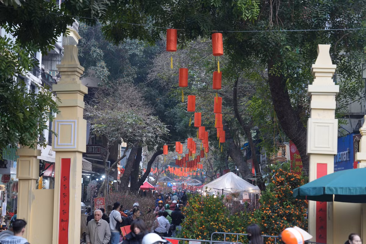 Những ngày cuối tháng Chạp, chợ hoa Hàng Lược tồn tại hơn trăm năm giữa lòng phố cổ trở thành điểm đến quen thuộc của người dân Hà Nội và du khách. Ảnh: Khánh Huy