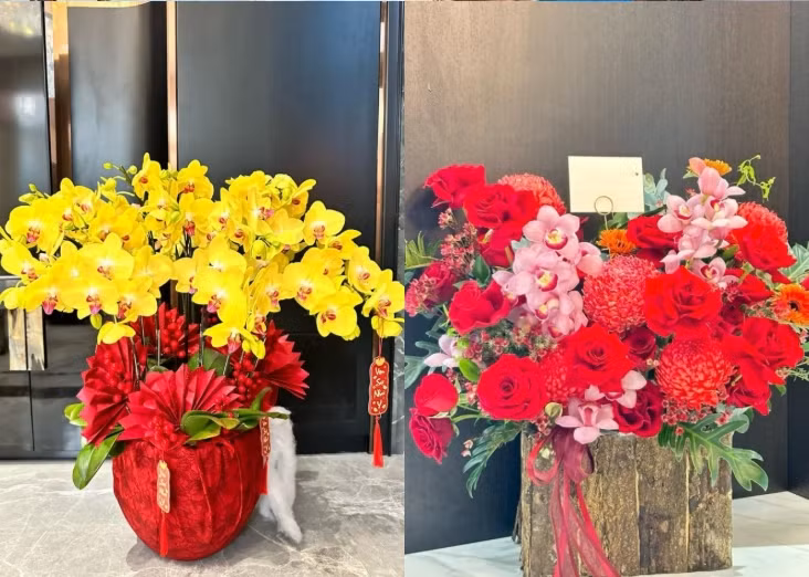 Những bình hoa tươi bắt mắt. Ảnh: FB Việt Hương