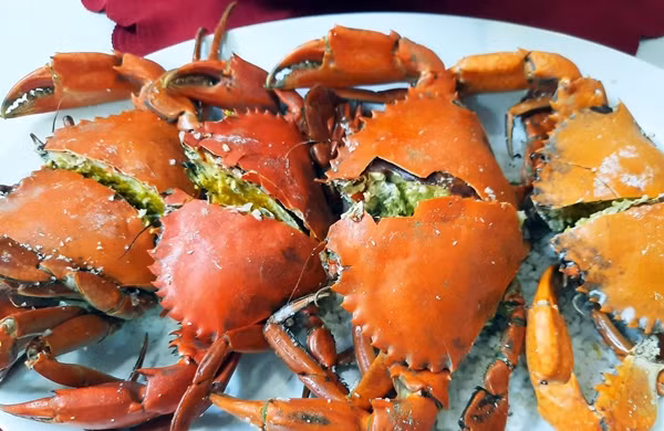 Lớp gạch cua hai da màu vàng nhạt, rất thơm, khi ăn sẽ cảm nhận ngay độ béo, bùi và không gây đến cảm giác ngấy như các loại cua thông thường khác. Ảnh: Dân Việt