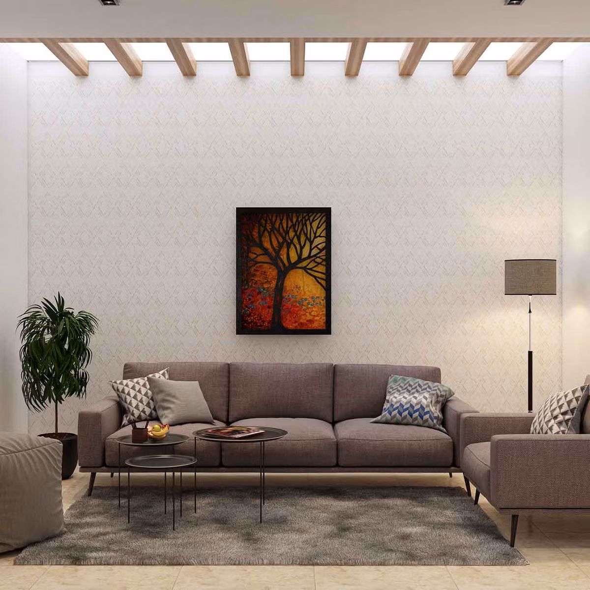 Ánh sáng là một phần quan trọng trong phòng khách. Nếu xem nhẹ ánh sáng, chỉ lắp một chiếc đèn trần đơn điệu khiến không gian u ám, tạo cảm giác ngột ngạt. Ảnh: Nội thất TH Home