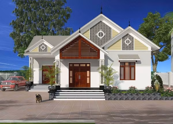 Nhà cấp 4 mái Thái 2 phòng ngủ phù hợp với cặp vợ chồng trẻ, diện tích không lớn. Ảnh: SBS House