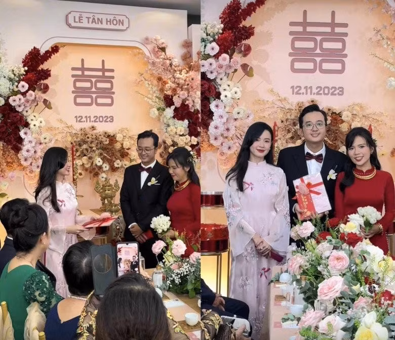 Tại đám cưới của em trai hồi tháng 11/2023, các fan trầm trồ khi Midu tặng vợ chồng em trai quyển sổ đỏ làm quà cưới.