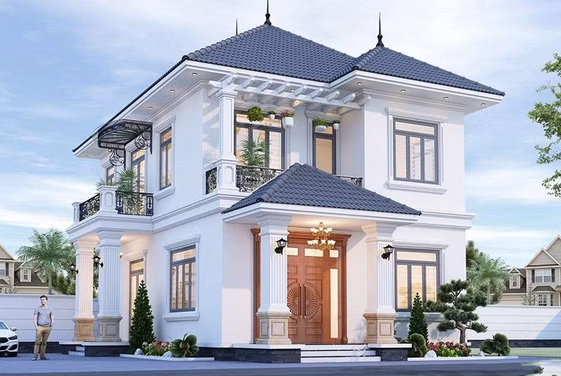 Với những gia đình đông thành viên, nhà mái Nhật 2 tầng 4 phòng ngủ là lựa chọn hoàn hảo. Ảnh: Shome